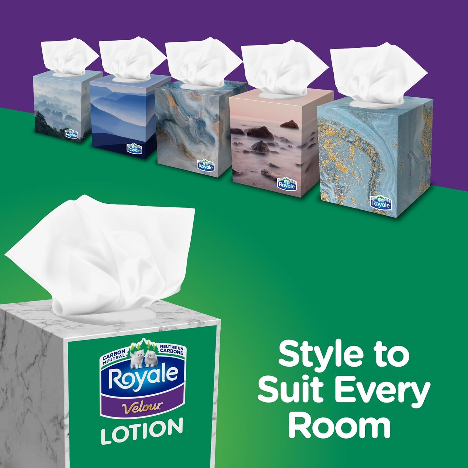 Royale Velour Lotion 3 Ply Facial Tissue, 4 Cube Box 54 Tissues per Boxes - Image 5