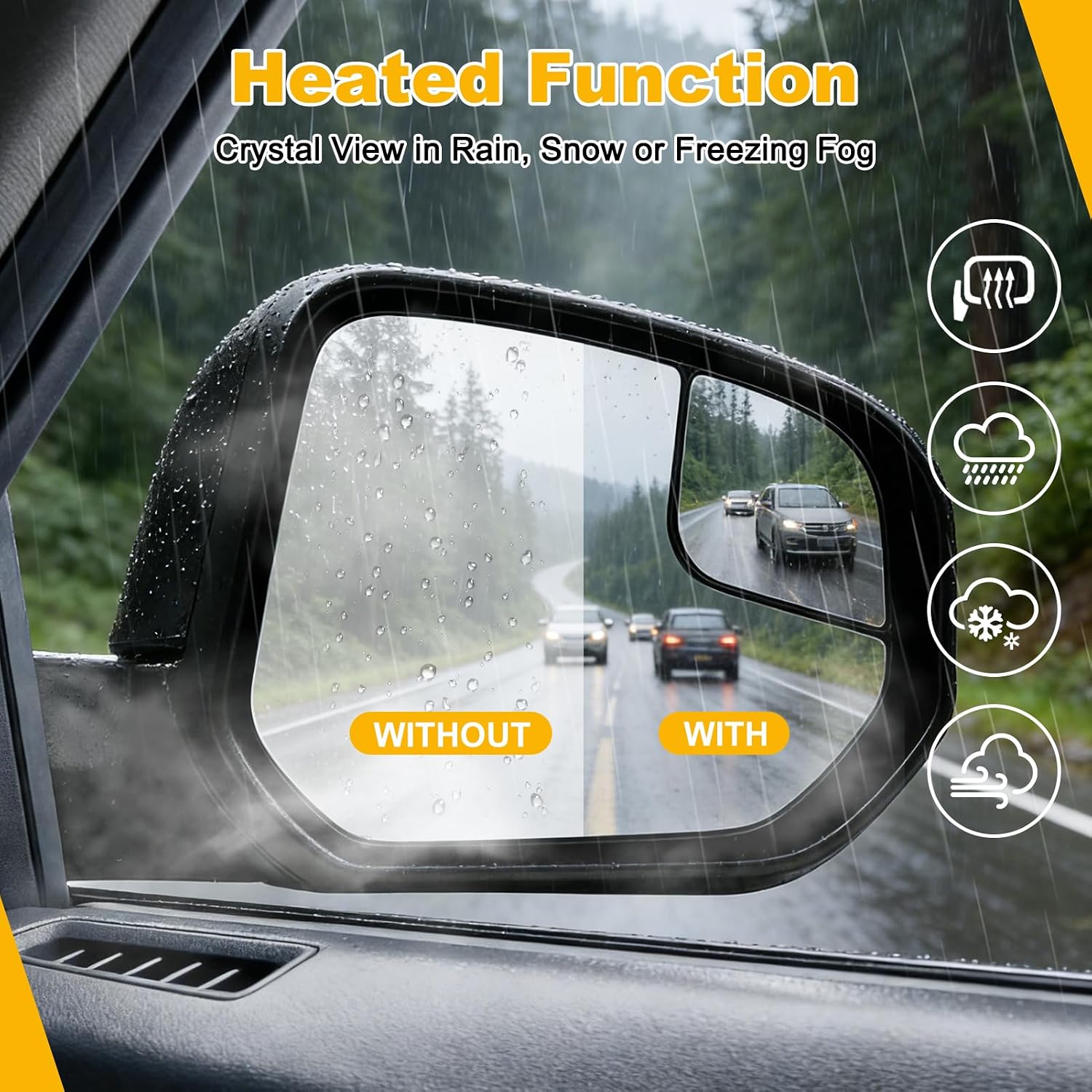 Passenger Side Mirror for Ford Transit Connect Titanium/XL/XLT 2014 2015 2016 2017 2018 2019 2020 2021 2022, Side View Heated Door Mirror Replacement with Bling Spot Glass, Manual Folding