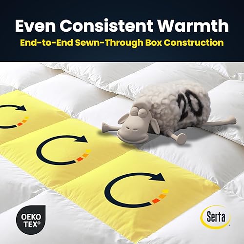 Miniatura 4 de Serta Edredón de plumón de ganso de fibra de plumón tamaño Queen, 100% algodón, edredón hipoalergénico de lujo de hotel de 58 onzas para todas las