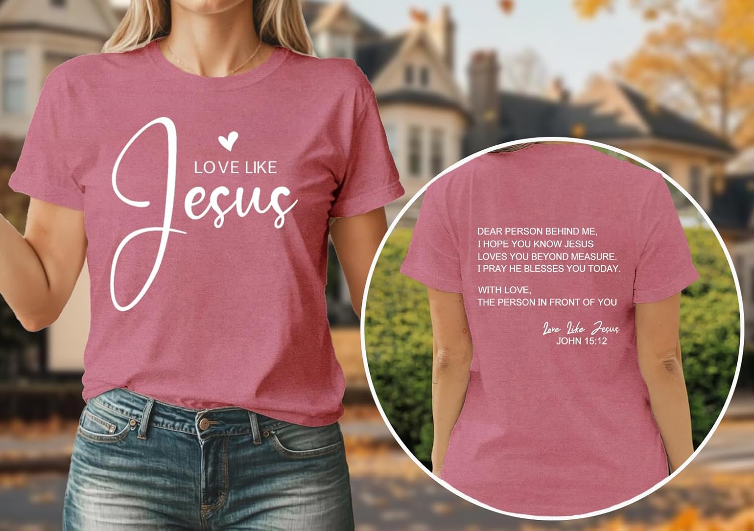 Christian Shirts for Women Love Like Jesus T-Shirt Faith Religious Tee Tops - Image 3