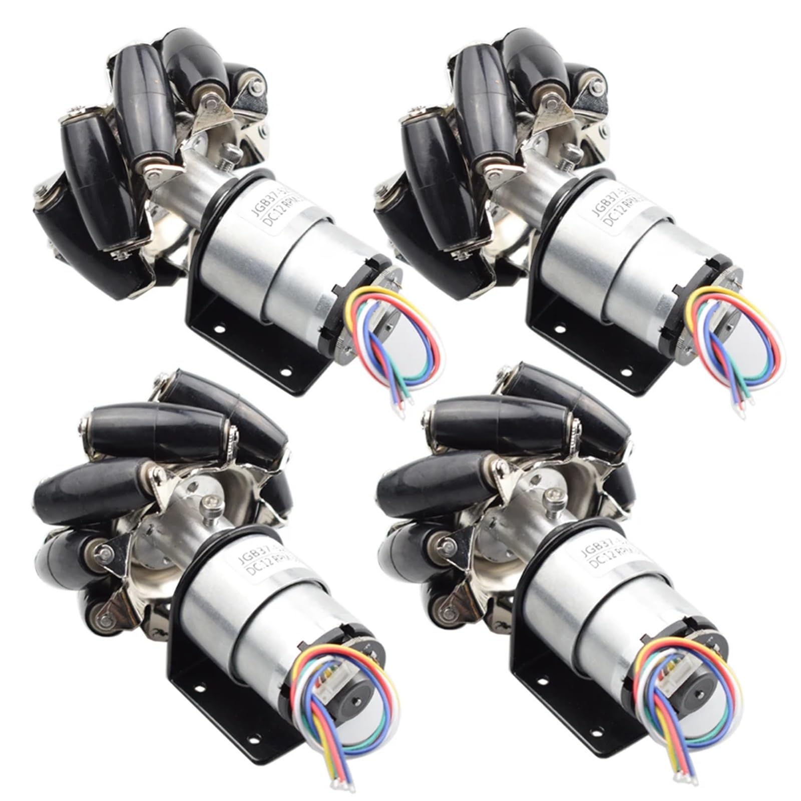 Rueda Mecanum de 78mm + 4 Uds. De Motor de 12V 178rpm con codificador de Velocidad for Arduino DIY, Piezas de robótica Inteligente RC, Carga Grande de 25KG, 4 Uds.