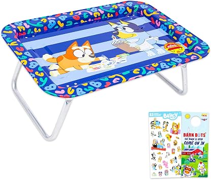 Bluey Lap Desk - Bundle 17" Rectangular Tray with Legs for Eating, Reading, Working Plus Stickers, More | Bluey and Bingo Laptop Tray for School, Travel Activities