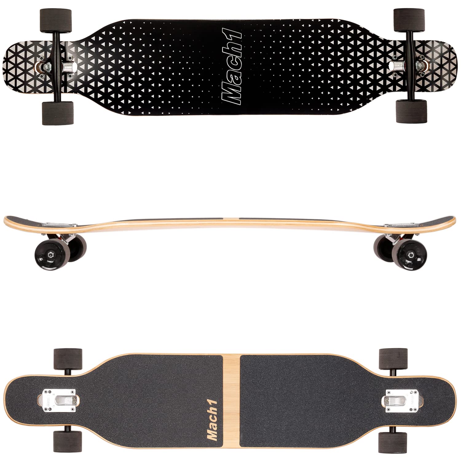 FunTomia Longboard Camber avec roulement à billes Mach1 en céramique Flex1 Drop Through Cruiser Freeride Skaten Planche complète avec outil en T