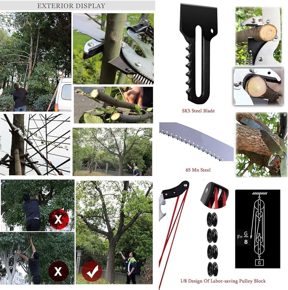 Hochentaster 2-in-1 zum Baumschneiden, Teleskop-Verlängerungsstange, 7,3 m, 5 m, Nylonseil für hohe Reichweite, Astentfernung, Garten-Schnittwerkzeuge