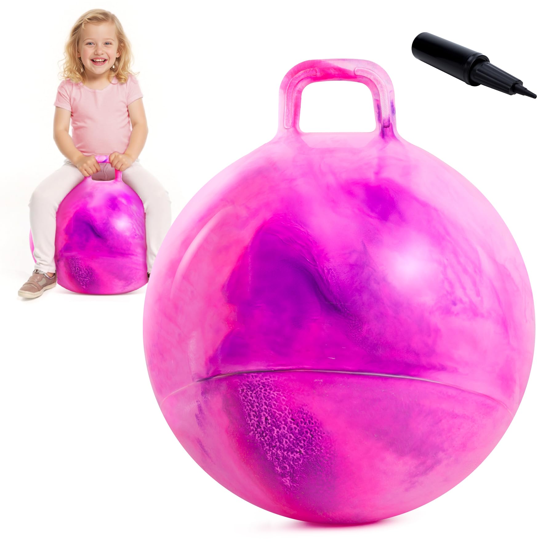 EVERICH TOY Hopper Ball, Clouds Hopping Toys for Kids, 20 Inch Bouncy Ball with Handle, Indoor Outdoor Inflatable Bouncing Hoppity Hop for Boys and Girls Gifts with Pump