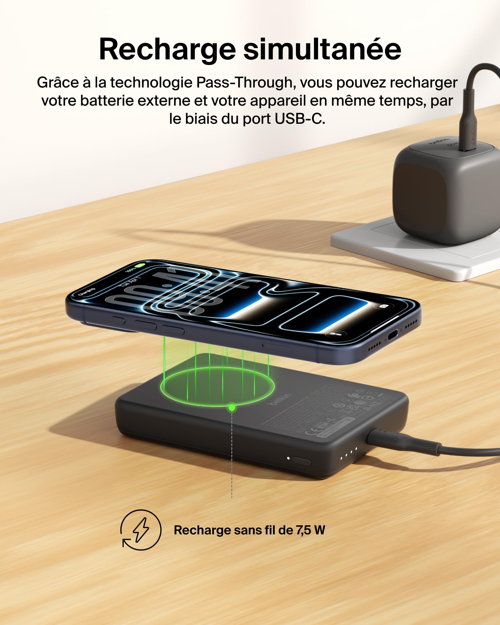 Belkin BoostCharge Batterie Externe Magnétique 10 000 mAh - Noir