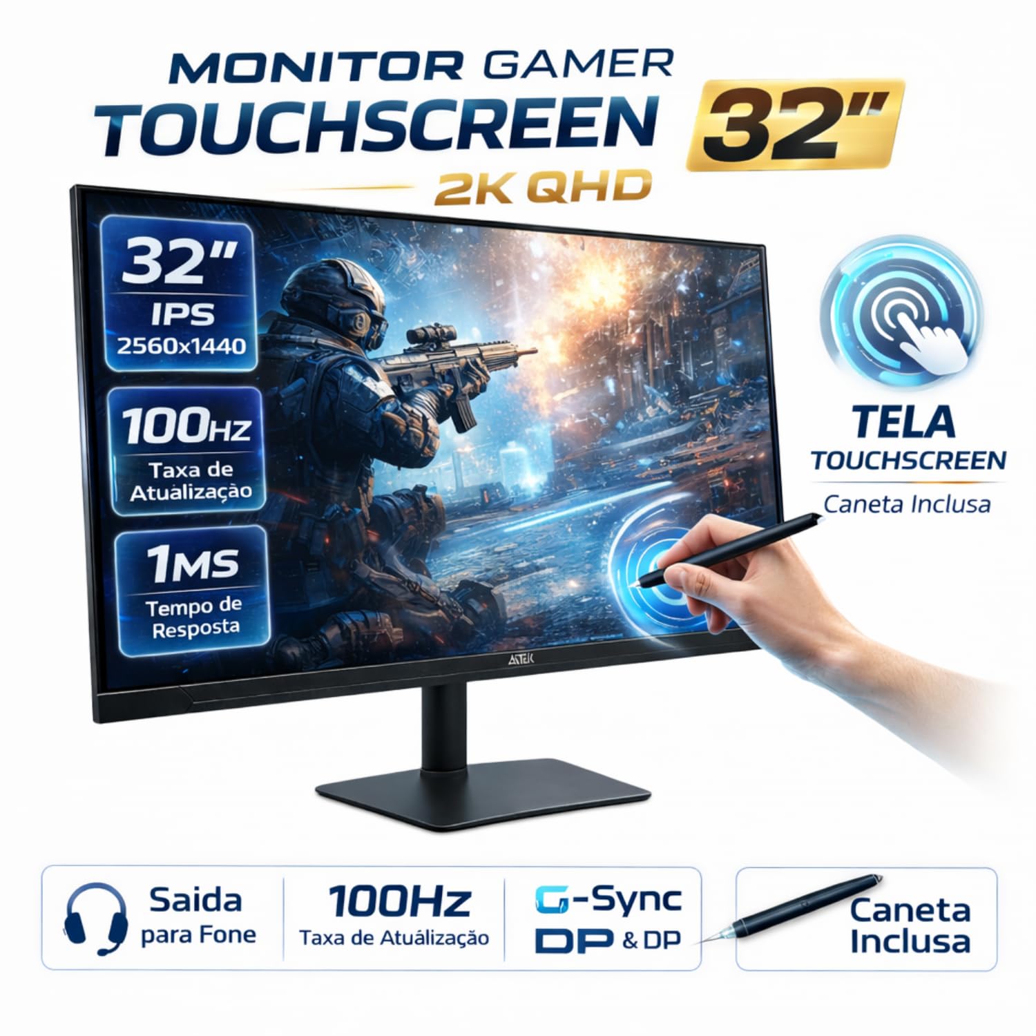 32インチ IPS モニター 2560x1440 100Hz HDR10 Monitor Gamer 32