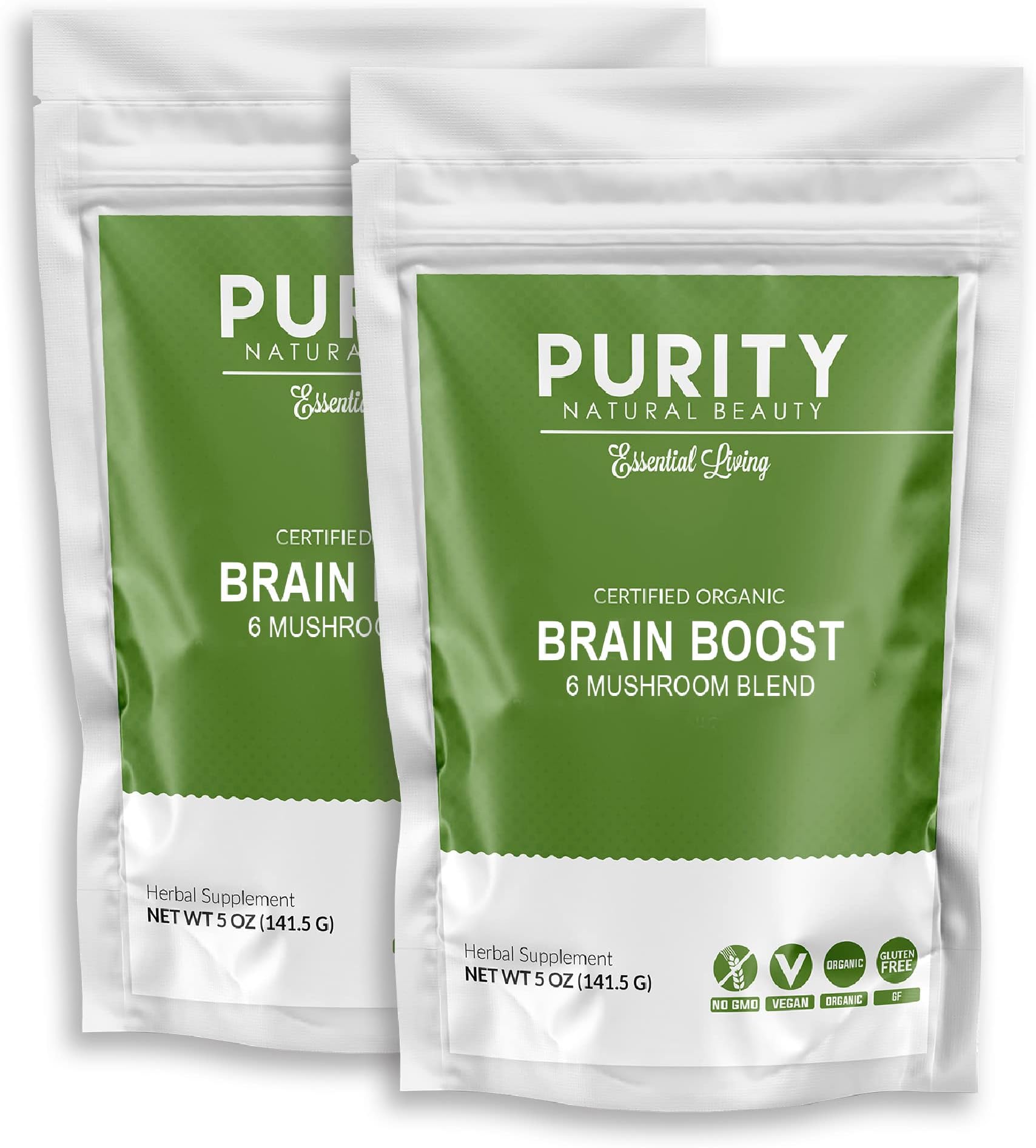 Brain Booster Nootropic (5 Ounce Bags) - 6 Superfood Herb and Mushroom Extract (10 OZ)