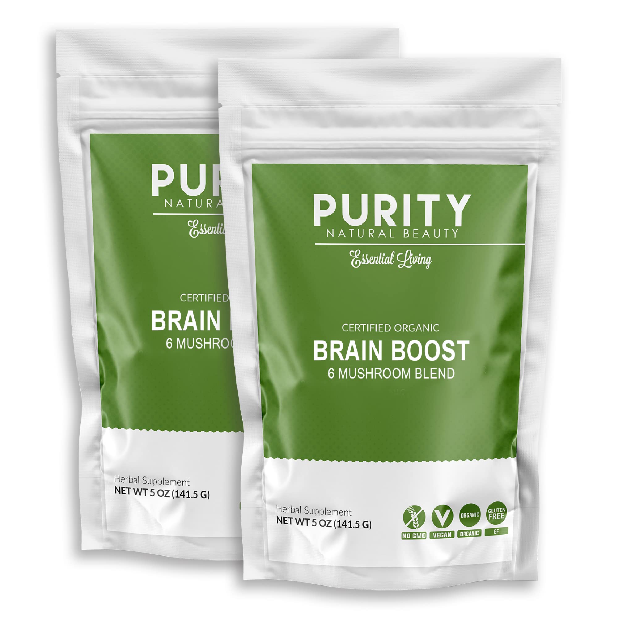 Brain Booster Nootropic (5 Ounce Bags) - 6 Superfood Herb and Mushroom Extract (10 OZ)