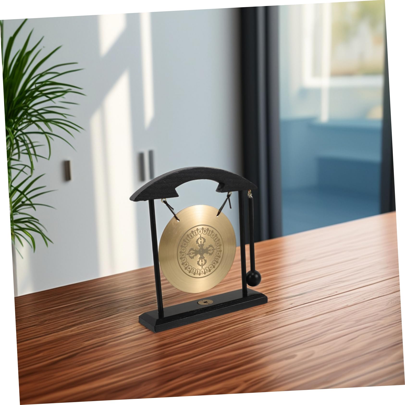 Gong y Apisonador de Latón con Soporte de Escritorio Feng Shui
