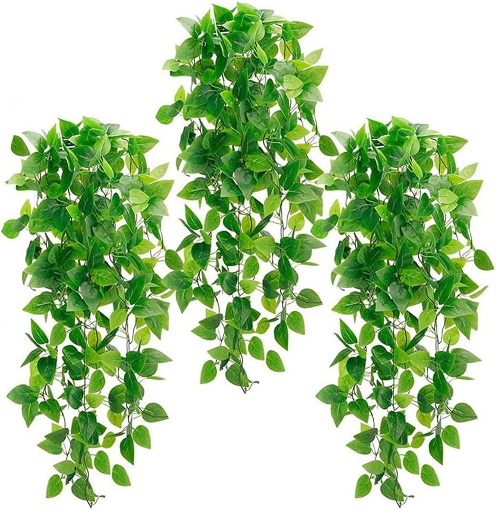 Homarket 3pcs Artificial Hanging Plants, Fake Hanging Plant, Fake Ivy Vine for Wall House Room Indoor Outdoor Decoration
