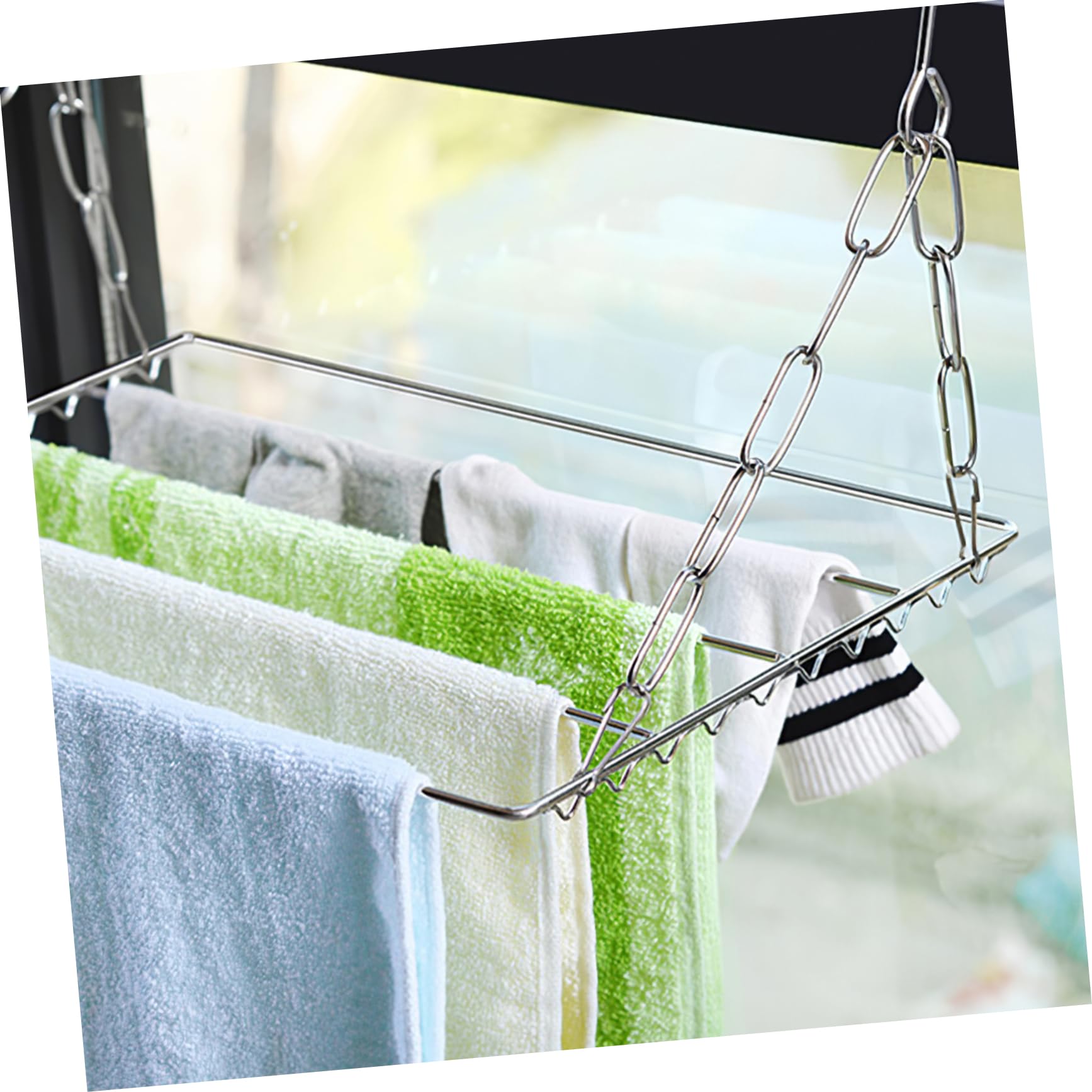 SOLUSTRE Stainless Steel Laundry Drying Rack Space Saving Balcony Shoe Sock Dryer Multi Purpose Compact Design for Clothes and More for Home Use