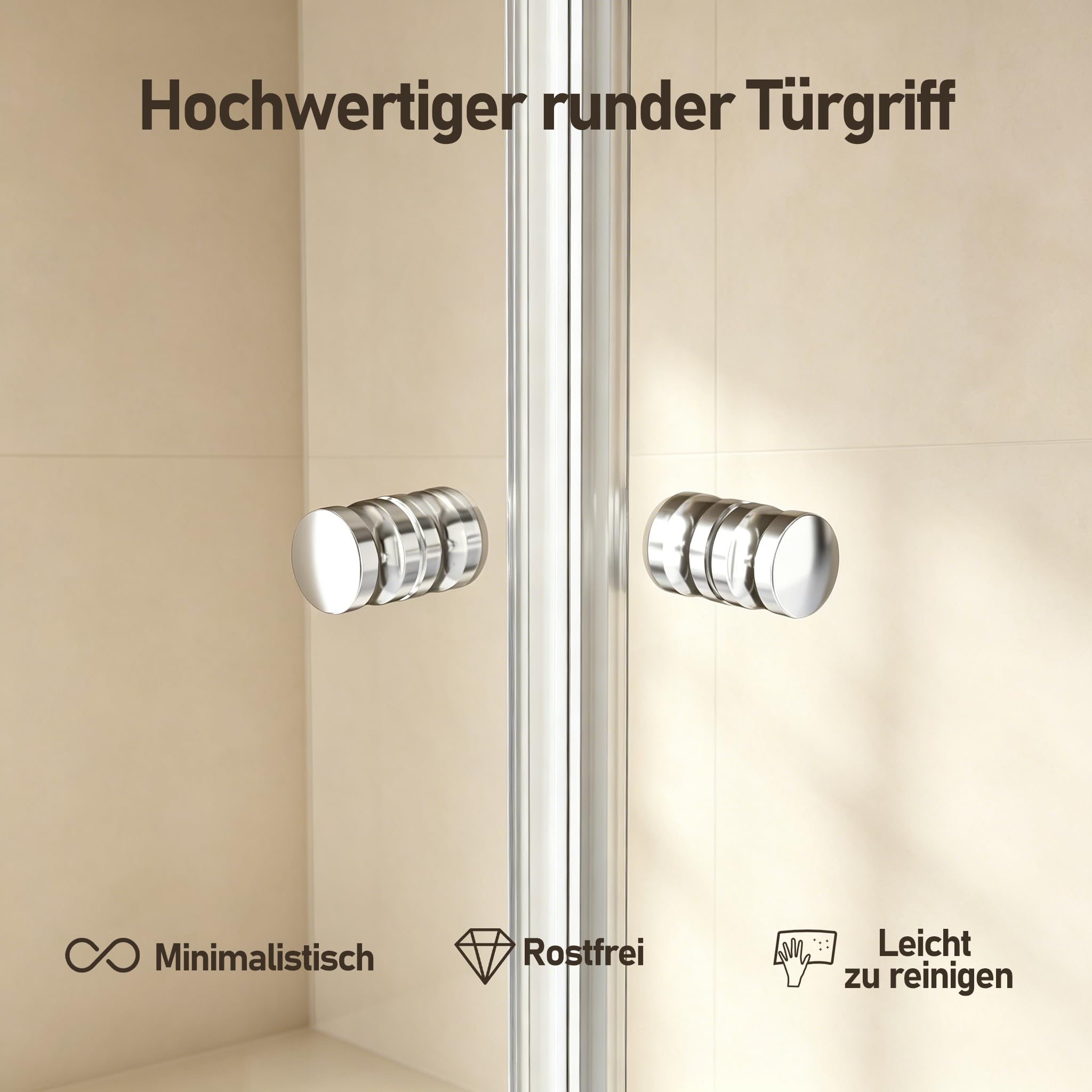 Duschkabine Falttür 90x90 cm Eckeinstieg, 185cm Höhe, mit doppelten faltbaren Duschtüren aus 6 mm ESG-Glas für Dusche, 180º Duschabtrennung Faltbar, ohne Duschtasse