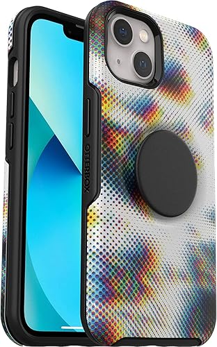 OtterBox + Funda POP Symmetry Series para iPhone 13 - Embalaje no minorista - Gráfico digital negro, blanco, multicolor, Apple Phonecase, Popsocket