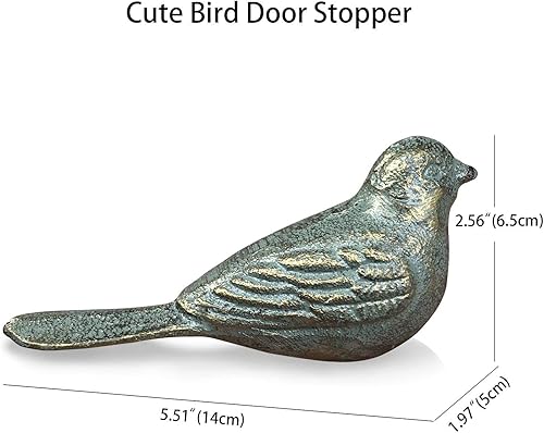 Vista 10 de Tope de puerta decorativo para piso, lindo pájaro de hierro fundido resistente, tope de puerta de granja, paquete de 2 topes de puerta de cuña