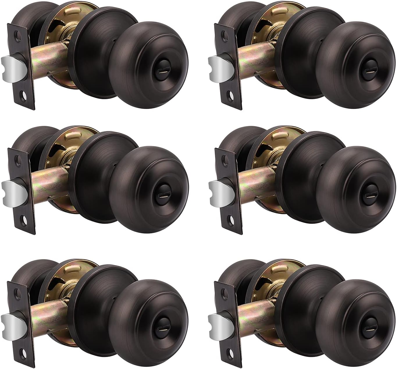 Probrico (6 Pack Dummy Door Knob and (6 Pack) Privacy Door Knobs Bundle, Oil Rubbed Bronze Interior Door Handles