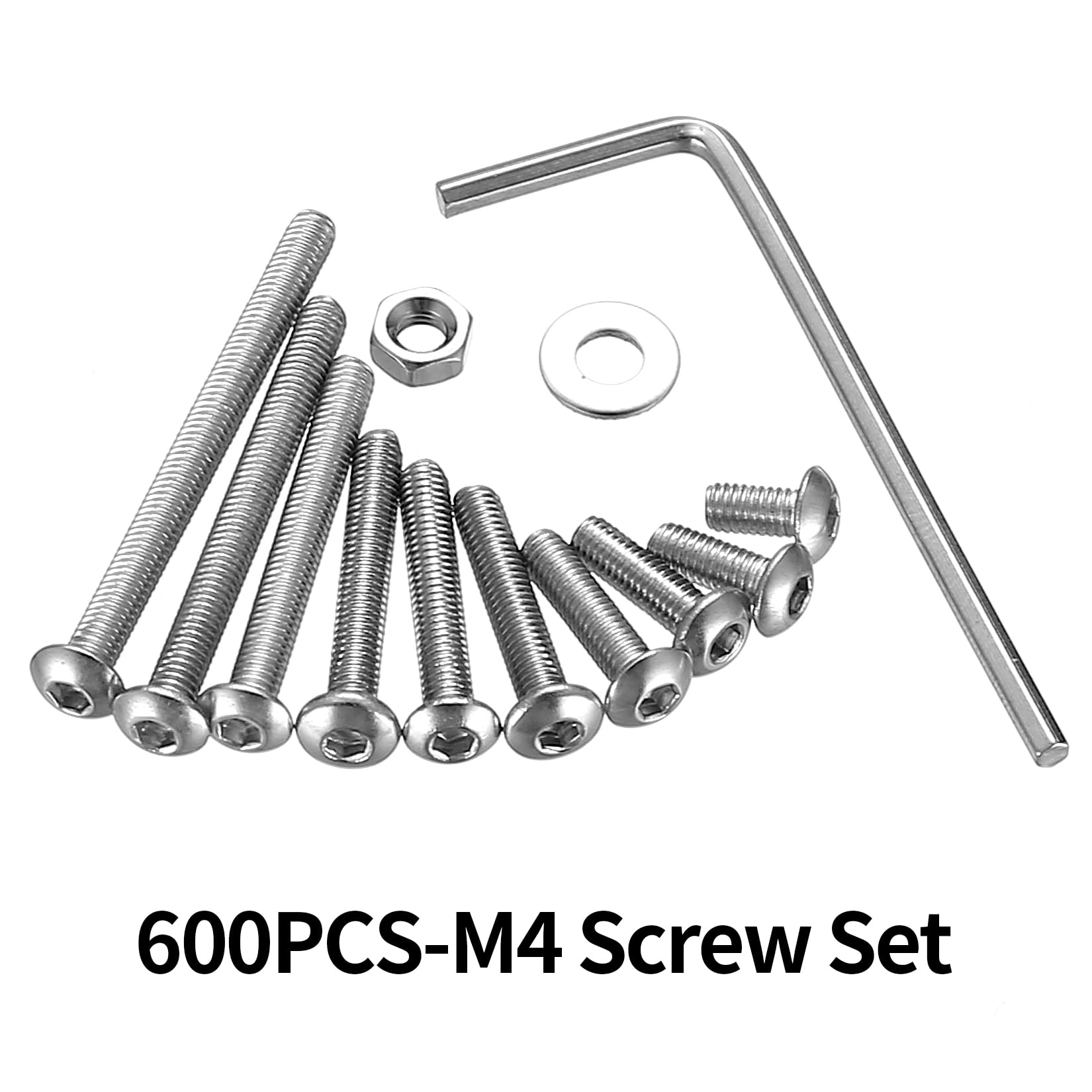 M3 Schrauben Set Edelstahl 304 - 60-teilig Mit Muttern & Scheiben