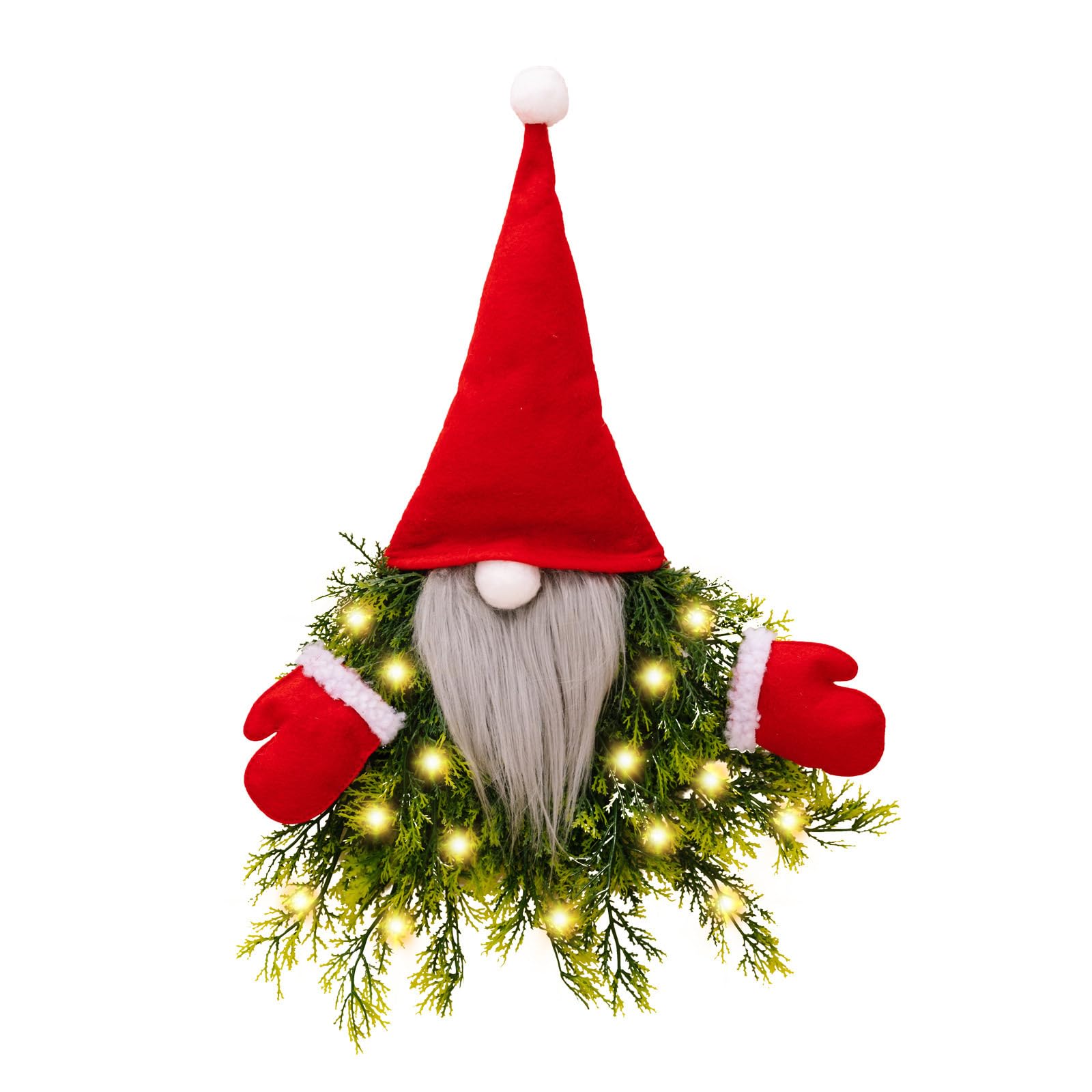 Cheerful Christmas Wall Decoration Artificial Lighted Santa Wreath for Festive Farmhouse Home Lighted Wreath
