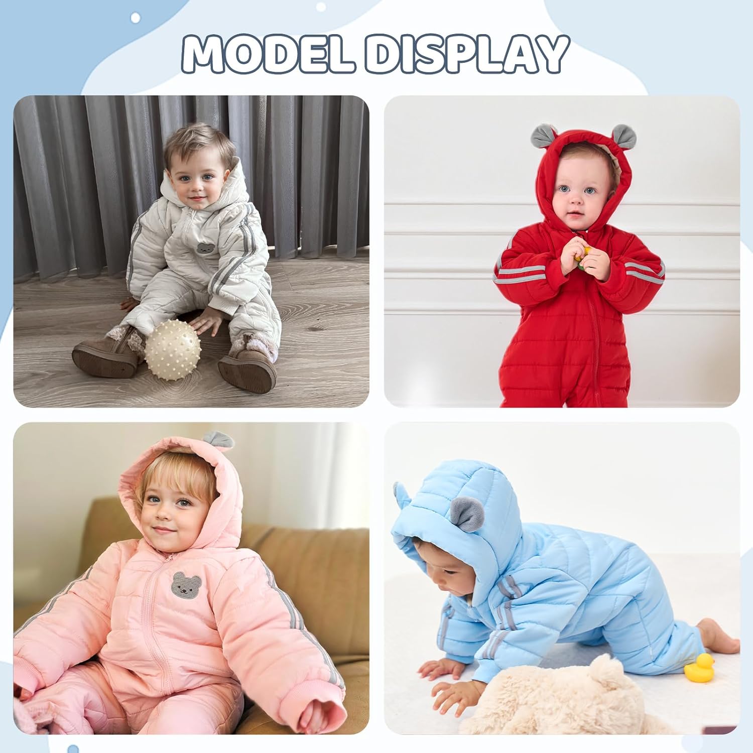 JiAmy Infant Snowsuit Hooded Baby Winter Clothes Newborn Winter Coat Baby Bear Outfit - Image 5