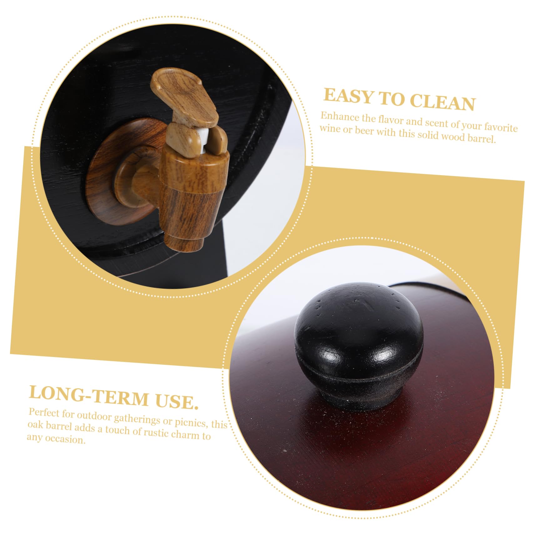 GRIRIW 1Set Wooden Wine Barrel Dispenser for Beer Wine Spirits Oak Aging Barrel with Rustic Charm for Outdoor Gatherings Home Bars