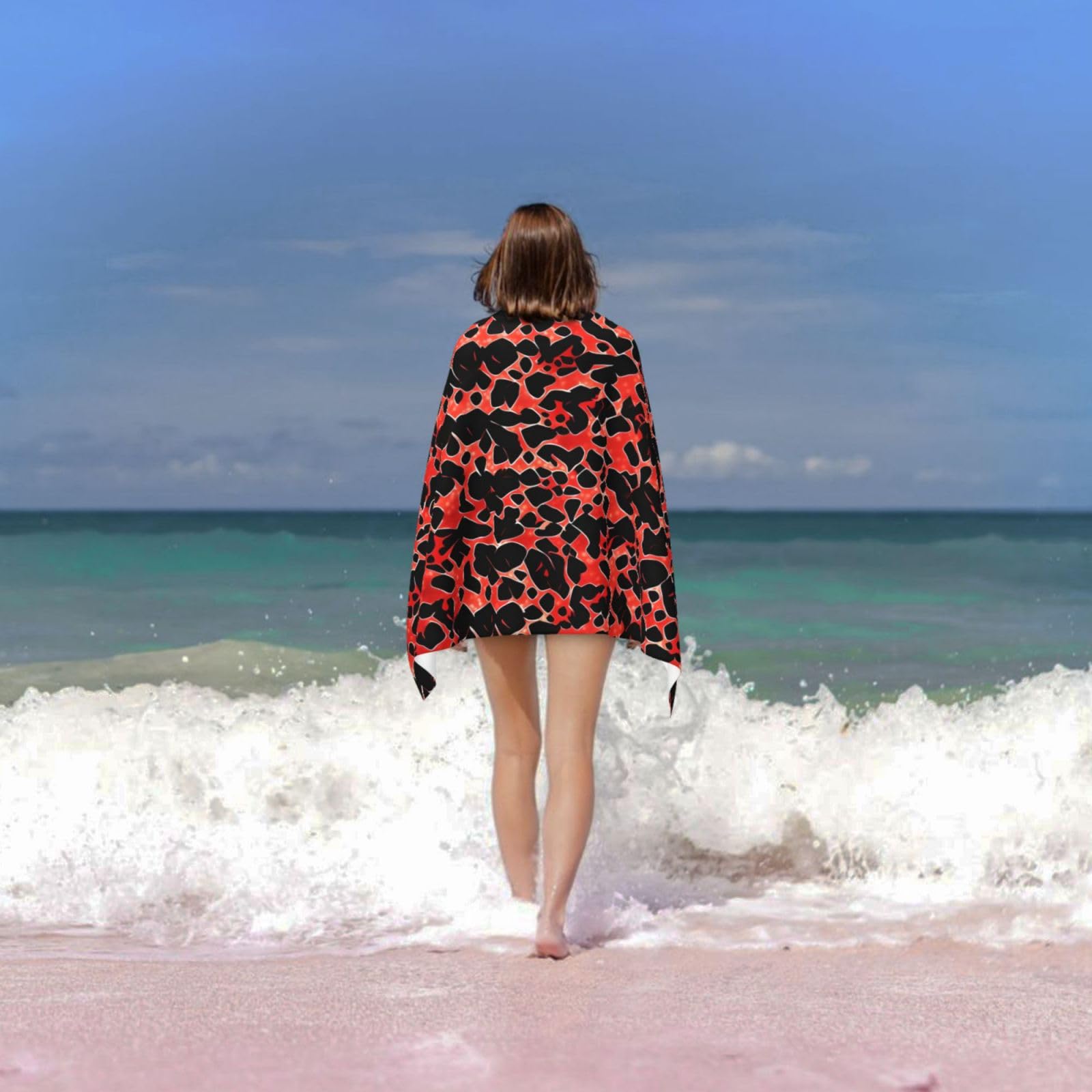 Amazon.co.jp: 赤いヒョウ柄のマイクロファイバーバスタオル – 吸水性