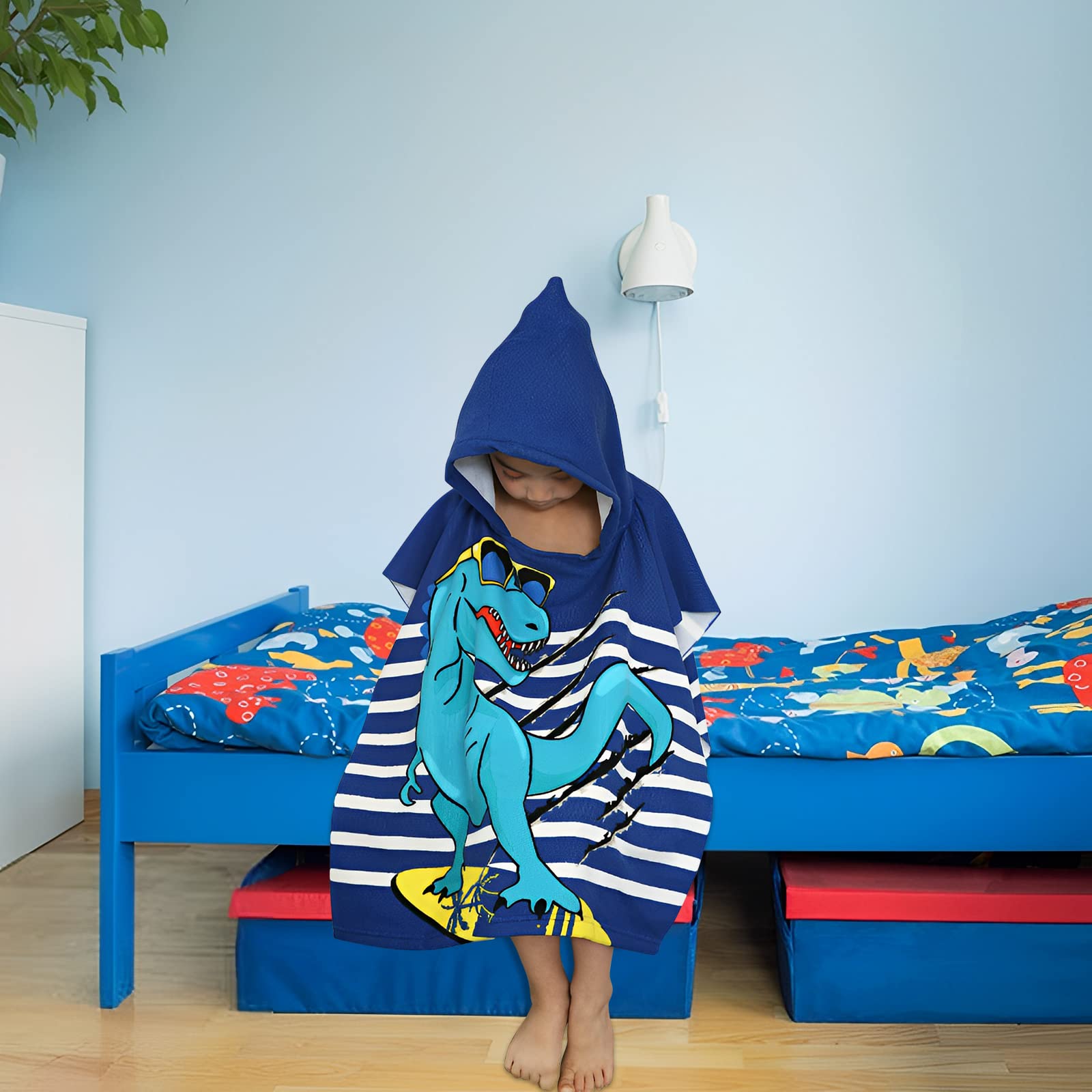 JORAKI Strandbadhanddoek met capuchon, kinderponchohanddoek, zwemhanddoek, microvezel ultrazachte en extra grote badjas voor meisjes, jongens, kinderen van 6-14 jaar oud (eenhoorn
