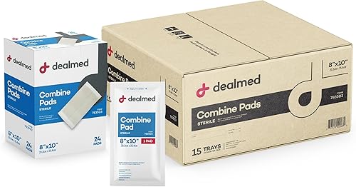 Vista 25 de Dealmed Abdominal Combine Pads 8"x10" (paquete de 24) estériles envueltos individualmente, almohadillas ABD, absorbentes, no adherentes