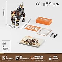 Vista 7 de Steampunk Steamphant Lighting Building Bricks Set - Mammoth Model Playset Collection Display kit with Minifigures 1055 Pcs for Adults & Teens &