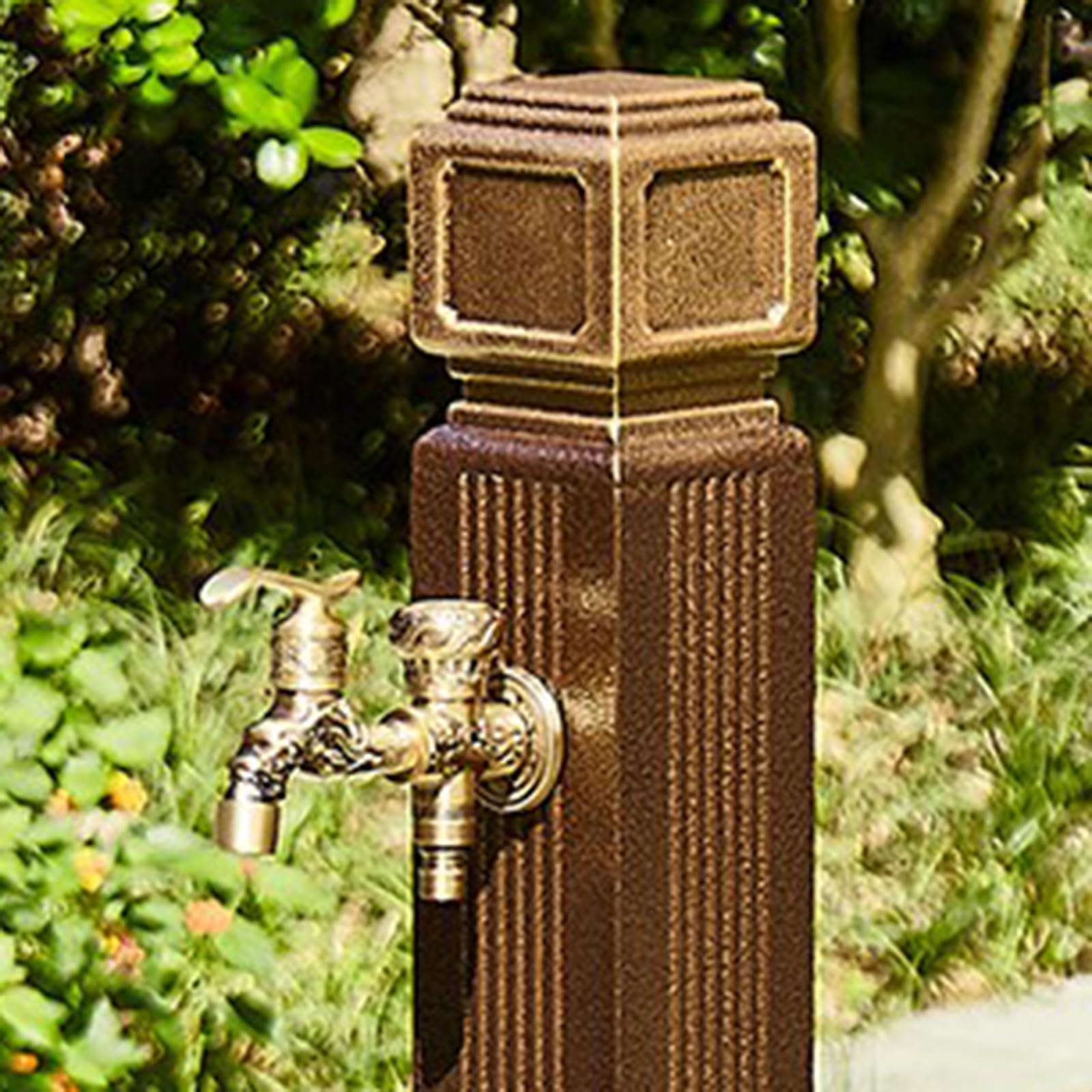 Colonna d'Acqua Quadrata in Rame per Giardino con Rubinetto erogatore - Idrante da Esterno a Pavimento per irrigazione e Lavaggio del Giardino - 110 cm (43,3 Pollici) Ele