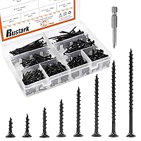 Vista 1 de Tornillos para paneles de yeso de rosca gruesa #7 de 390 piezas con Phillips Drive, óxido negro, cabeza de corneta, tornillos de madera, kit surtido