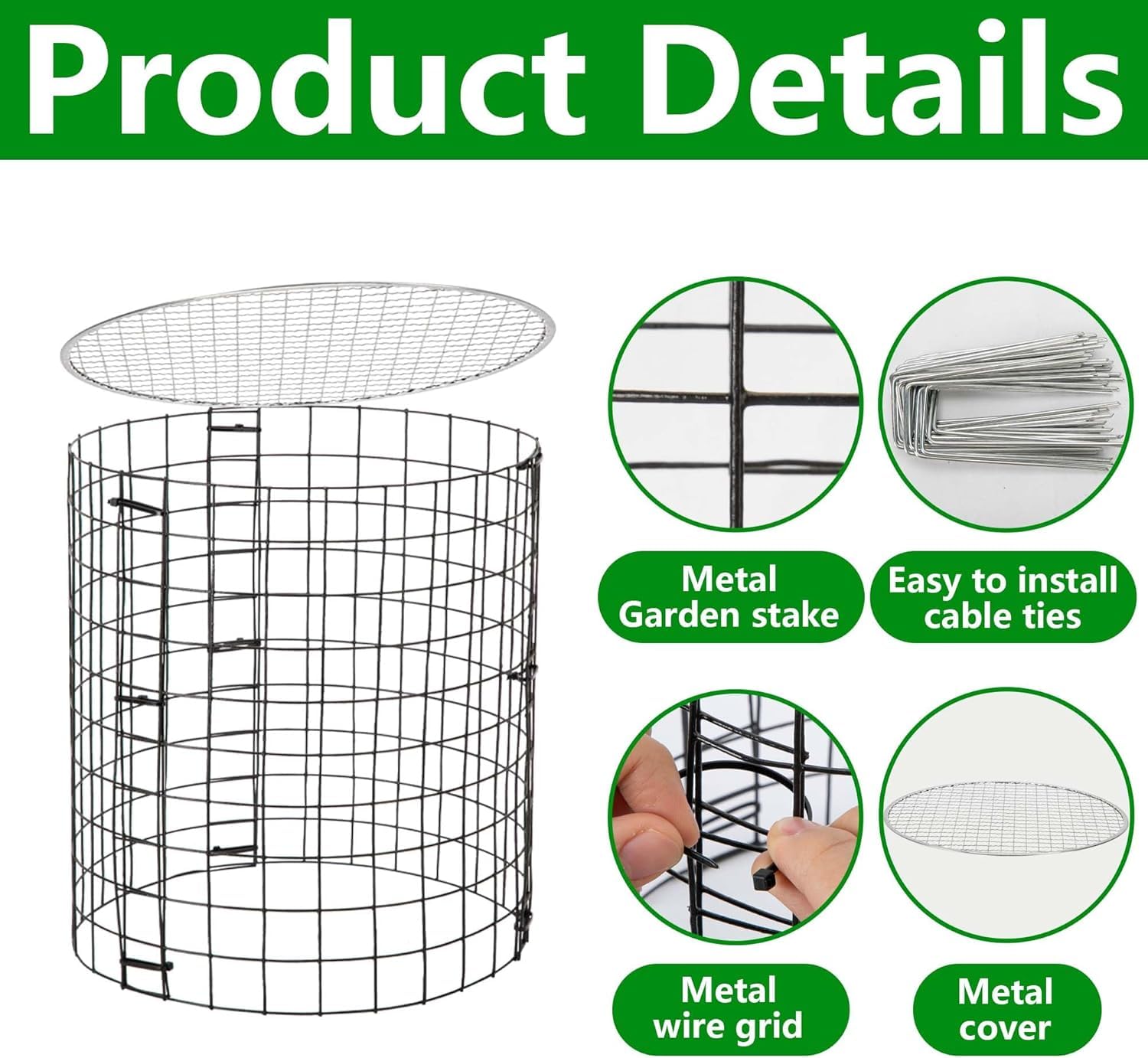 GIONAR Lot de 4 protecteurs de plantes en fil de fer avec housse - 30,5 x 27,9 cm - Cloches de protection de jardin contre les lapins, oiseaux, poules, écureuils, autres petits animaux