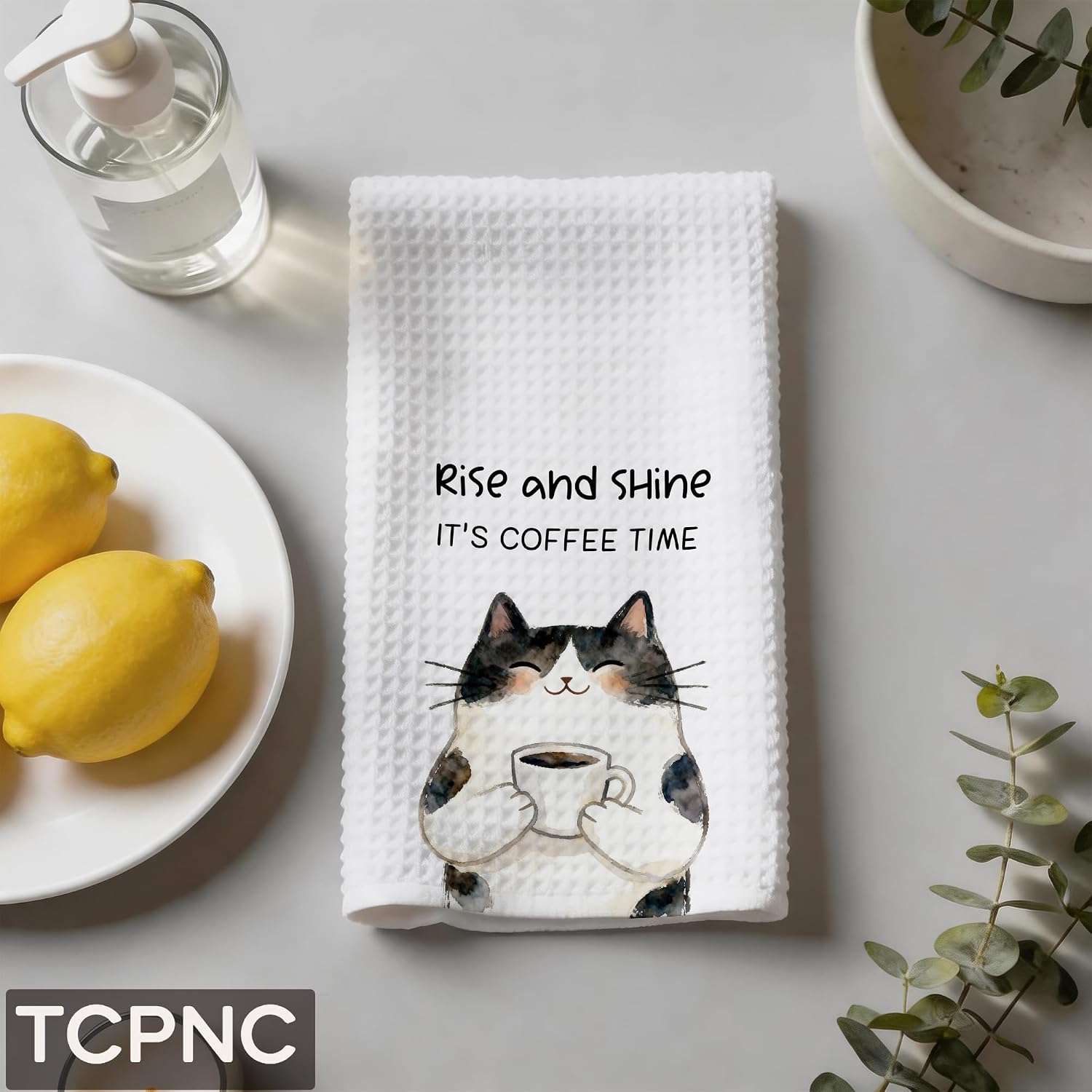 Cute Calico Cat Kitchen Towel, Coffee Lover Gift, 16 x 24 Inches image 5