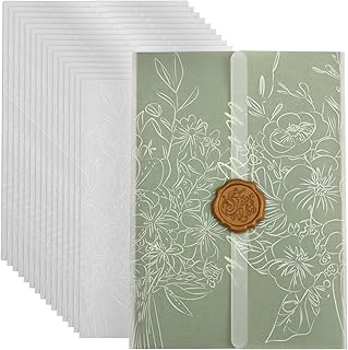 50 Pack Floral Vellum Jackets for 5x7 Invitations,115GSM Vellum Paper White Print Invitation Sleeves,Wedding&Baby Shower DIY Accessories-Bouquet