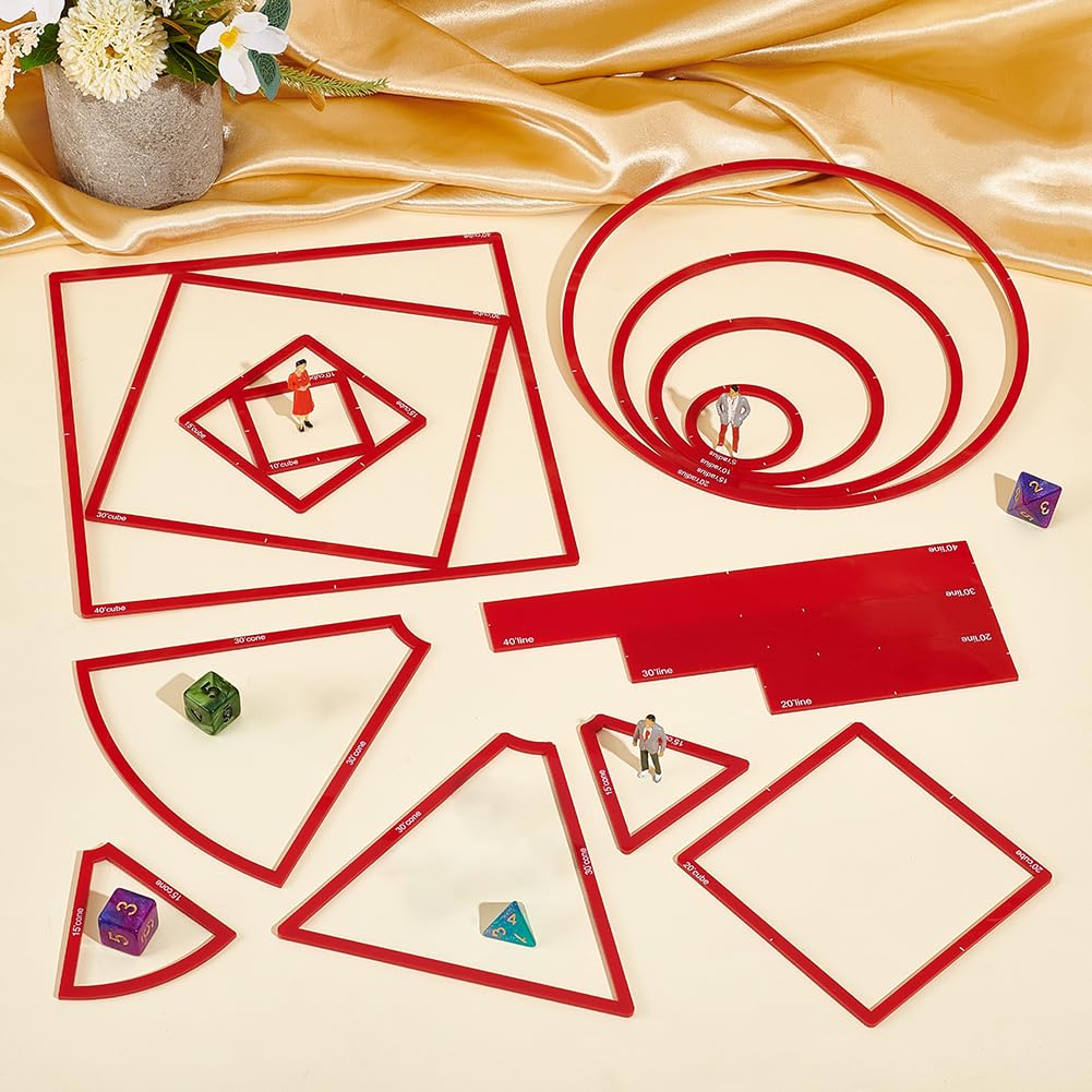 AHANDMAKER Set di 16 modelli di incantesimi AOE per marcatori di danni, modello per effetto area include 5 modelli quadrati, 4 cerchi, 4 coni, 3 linee, accessori per giochi per DND e altri giochi di