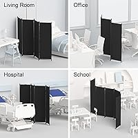 Vista 5 de Morngardo 6FT Room Divider Portable, Folding Privacy Screens, 4 Panel Room Partitions, 88" Foldable Wall Dividers, Separating for Home Office Negro