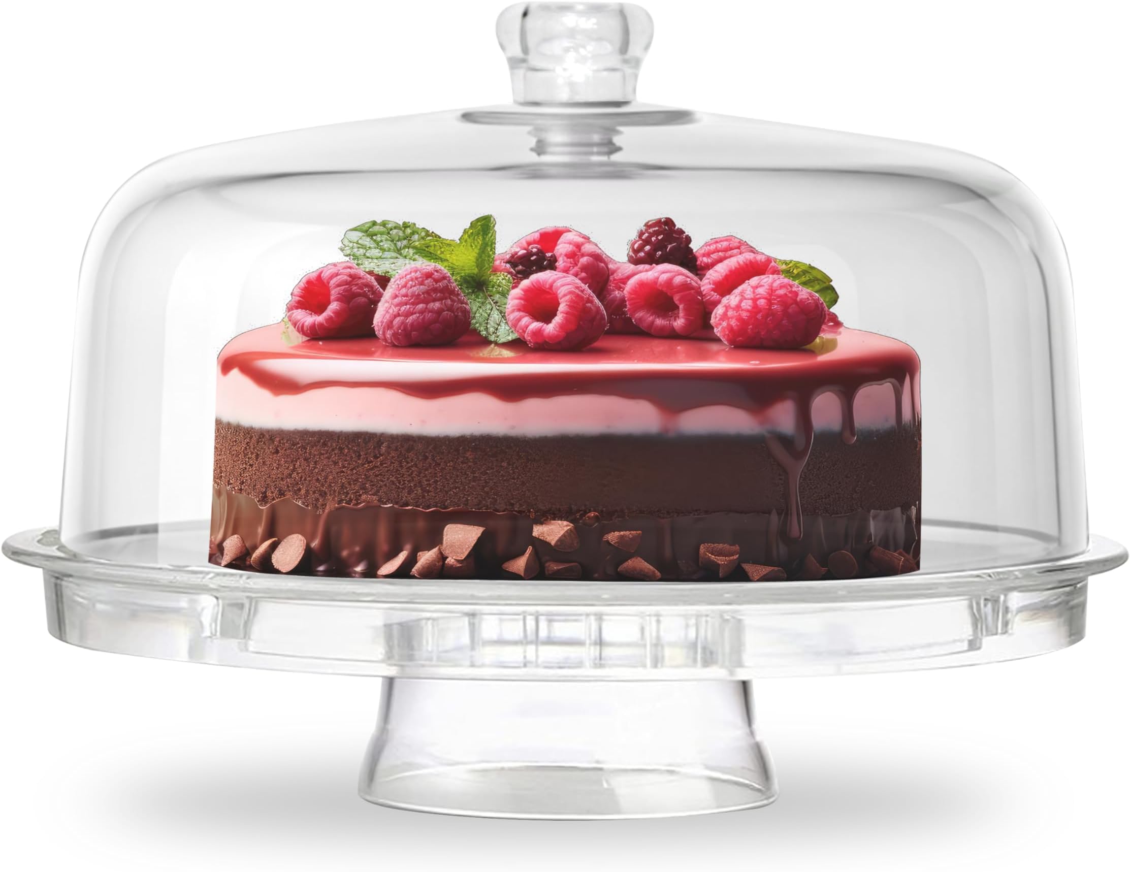 Modern 6 IN 1 Design Multifunctional Cake Stand & Dome Plastic Cover Multi Purpose Salad Bowl | Quality Products by Denny International®