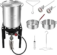 Vista 11 de Freidora de Propano al Aire Libre de 10.5 Cuartos de Galón de Red Mountain Valley con Cesta Filtro de Aluminio y Termómetro para Freír Pescado