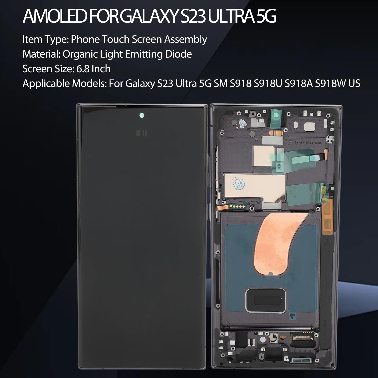 6,8 OLED Original para Galaxy S23 Ultra, Display LCD LED Conjunto