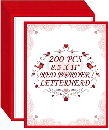 Glenmal 200 unidades de papel para impresora de papelería, 8.5 x 11 pulgadas, membrete con borde a granel, tamaño carta, papel de escritura para