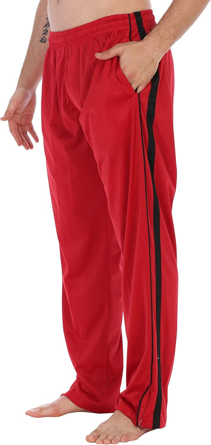 Gioberti Mens Track Running Sport Athletic Pants, Elastic Waist, Zip Bottom: Clothing
