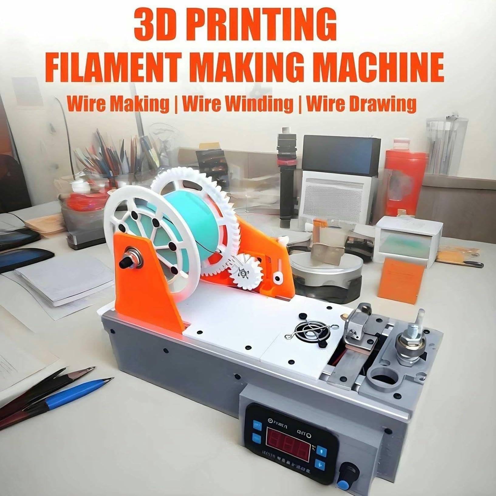 Impresora 3D De Escritorio con Filamento Reciclado para Fabricar Filamento Pet,Extrusora con Pantalla Digital,Temperatura Y Velocidad Ajustables,para Familias Y Aficionados Al Bricolaje A