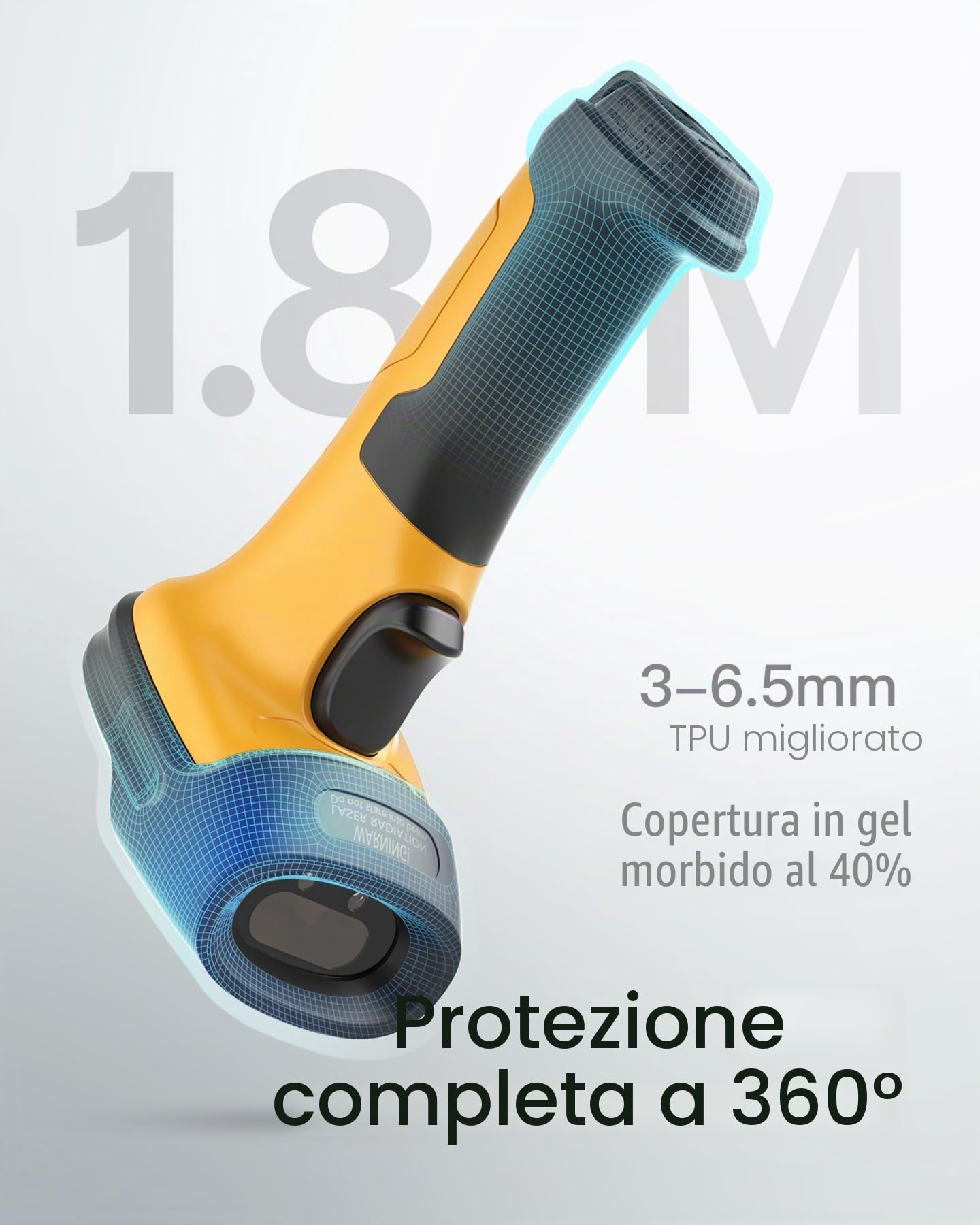 Inateck Lettore Codici a Barre Wireless AI, 2.4GHz Barcode Scanner | Portata 60m Batteria 2600mAh Durata Batteria Uso ininterrotto 1 Mese | Lettura Automatica Veloce e Precisa, P6-AI