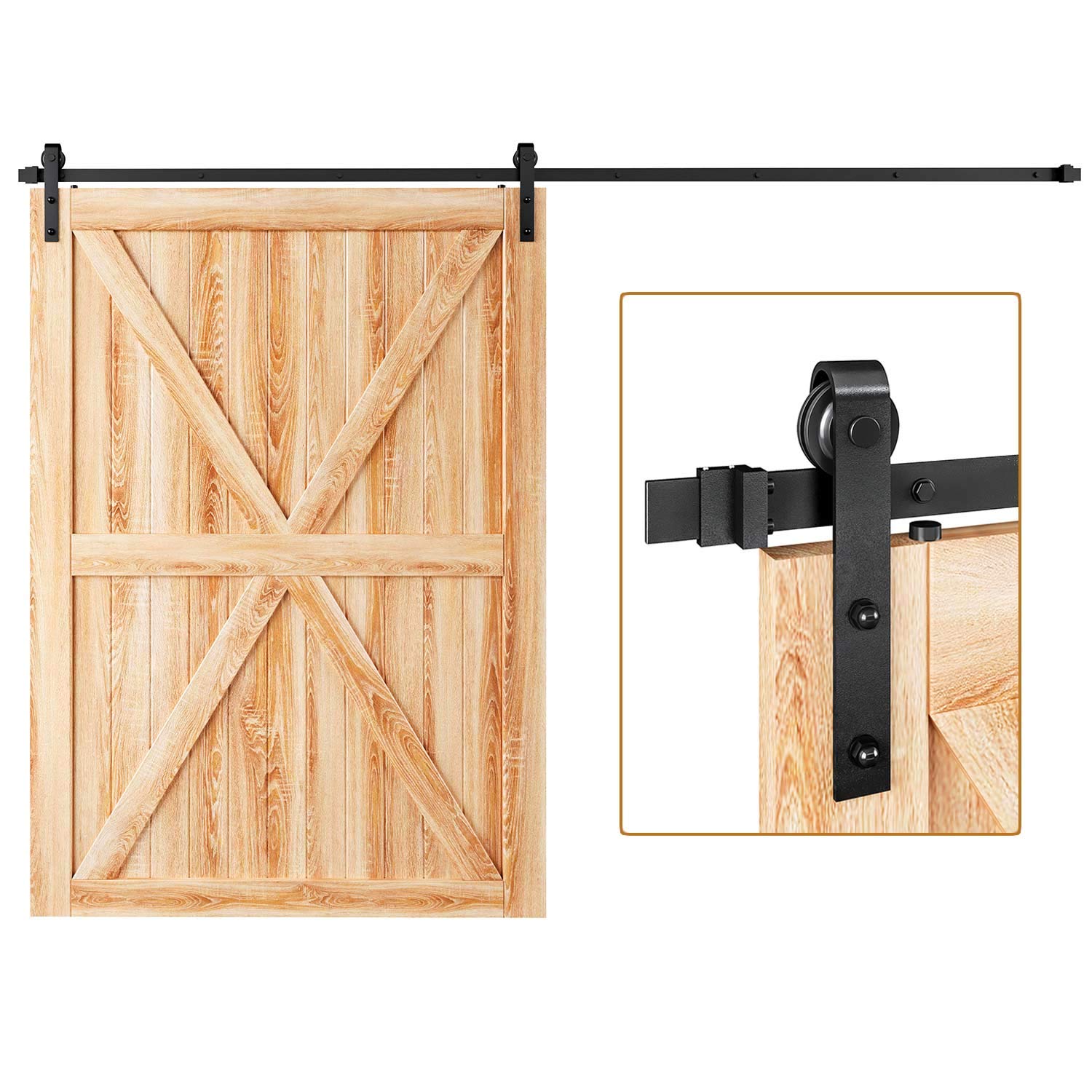 EaseLife10 FT Heavy Duty Sliding Barn Door Hardware Track Kit-Ultra Hard Sturdy | Sliding Smooth Quiet | Easy Install | Fit 54"~60" Wide Door | 10 FT Track Single Door Kit