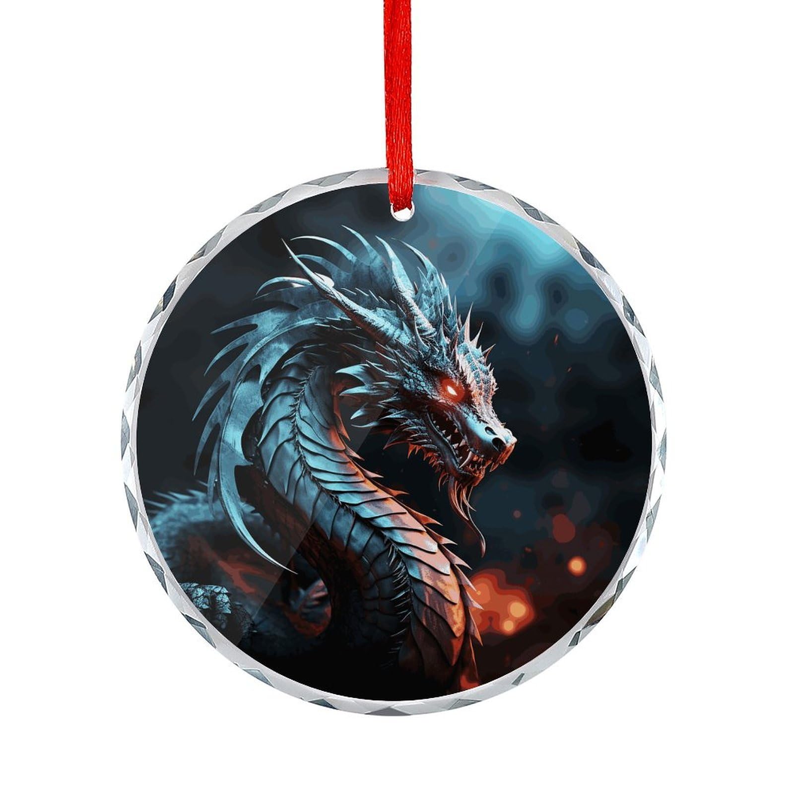 Fodpand Women's Style Dragon Round Glass Ornament Keepsake Gift Exchange Ideas Car Decor,Christmas Ornaments For Tree Window Garden Ornaments