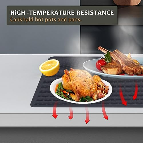 Miniatura 5 de Qivine Cubiertas de estufa para estufa de gas, 28 x 20 pulgadas, resistente al calor, para encimera, cubierta de silicona para estufa superior de