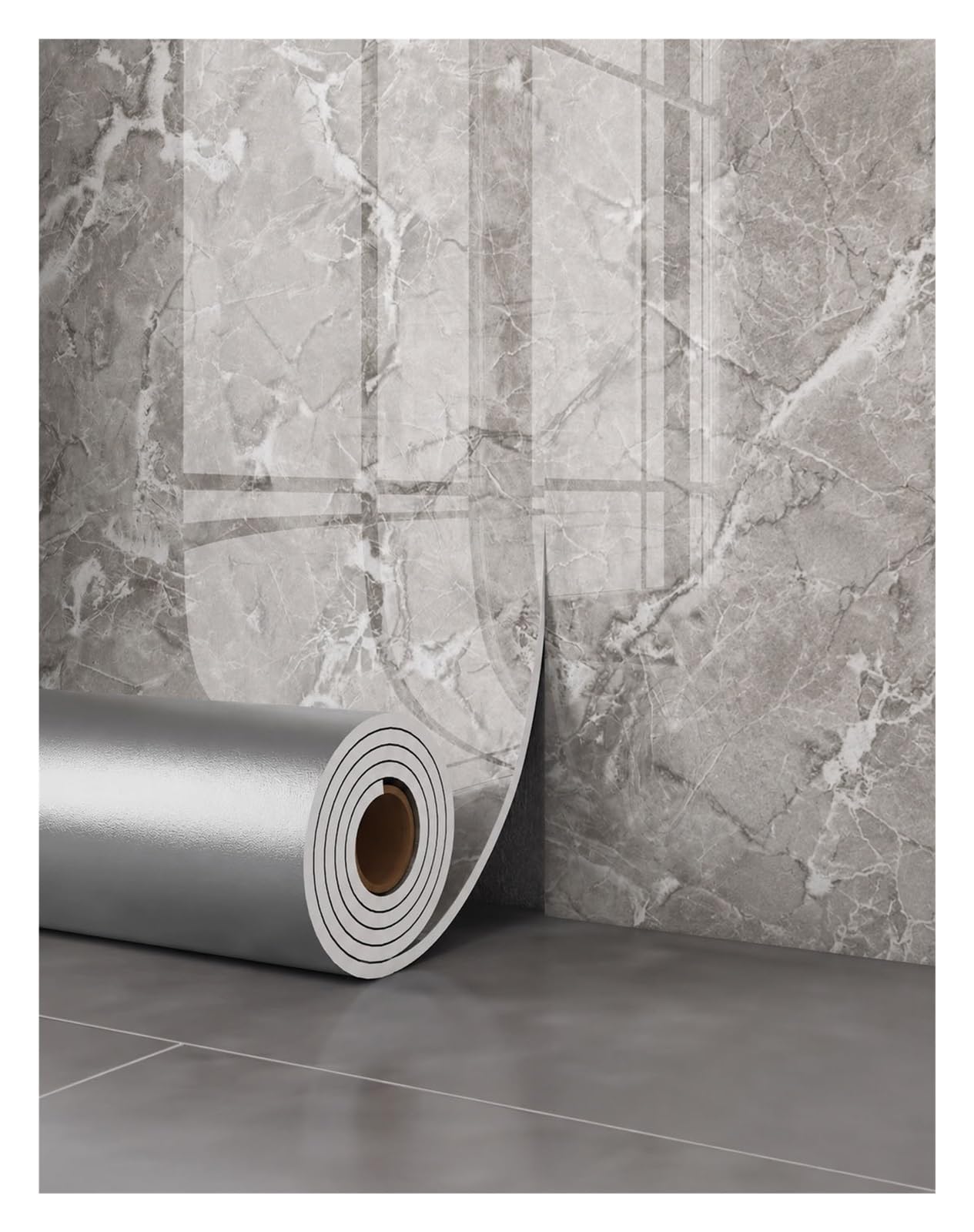 Papier peint adhésif pour mur aspect marbre haut de gamme 120x1000 cm