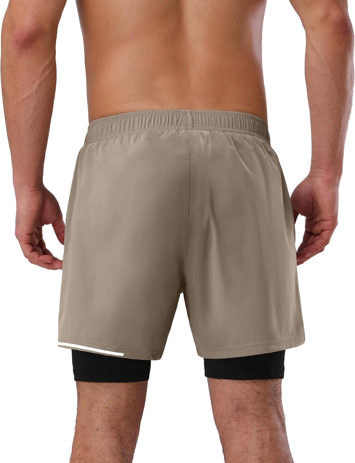 Pioneer Camp Men's 2 in 1 Running Shorts 5" Quick Dry Athletic Workout Shorts with Compression Liner Zipper Pockets