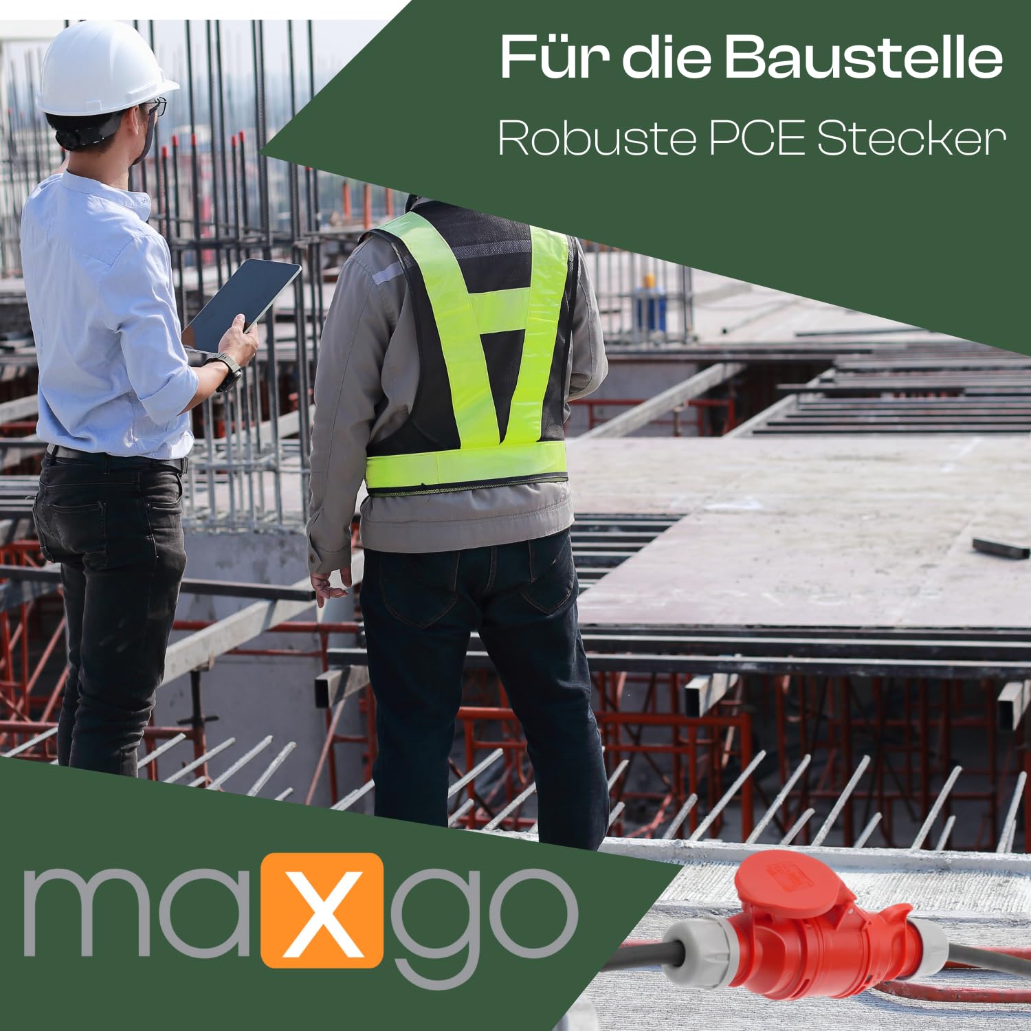 maxgo Adapter-Kabel Perilex Winkelstecker auf 16A CEE-Kupplung Kraftstromadapter PCE 400V H07RN-F 5G2,5mm² Gummischlauchleitung Adapterstecker Starkstrom 0,5m