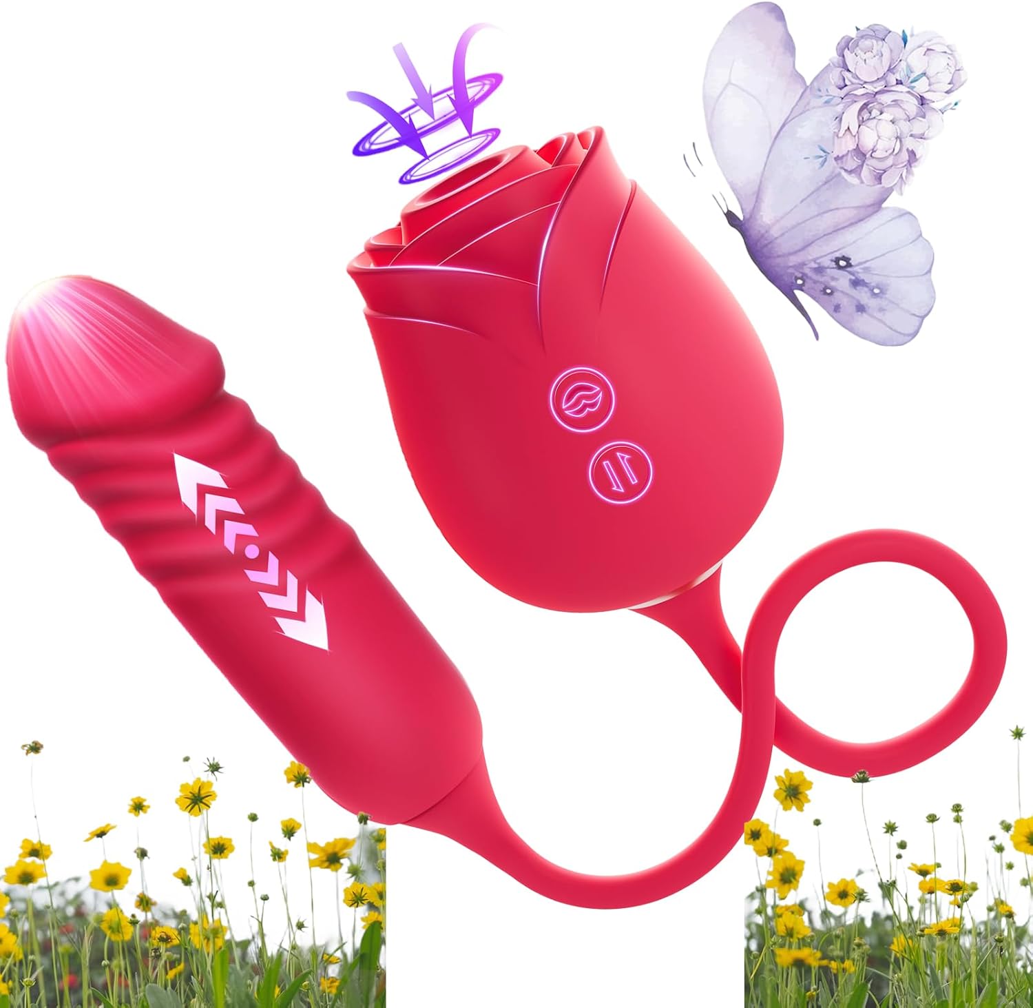 2026 Flexible Version Rose Vibratoar 2025 Tongue Nipple Sucking Sensory Toys Woman, 10 Suction 10 Vibrating Modes Clitioral Stimulant Tool Waterproo Adult Tools Couple Games Adult Bedroom P2847