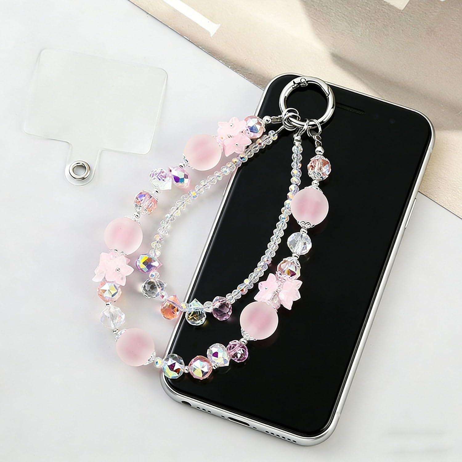 Phone Charm for Women, Beaded Wrist Strap Lanyard with Tether Tab – Anti-Theft Hands-Free Detachable Phone Chain Wristlet image 5